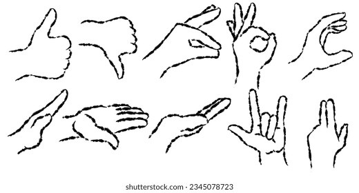 Hand sign design elements with scribble style