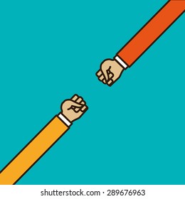 Hand sign design over blue background, vector illustration