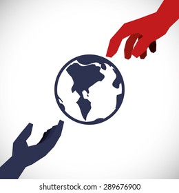 Hand sign design over white background, vector illustration