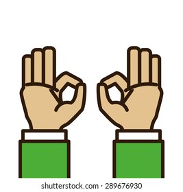 Hand sign design over white background, vector illustration