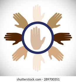 Hand sign design over white background, vector illustration