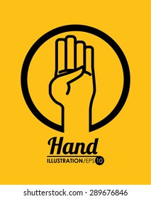 Hand sign design over yellow background, vector illustration