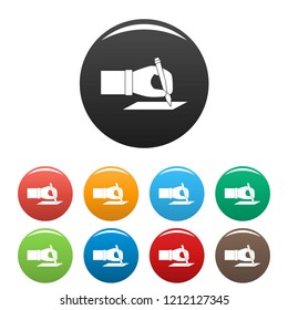 Hand sign election icons set 9 color vector isolated on white for any design