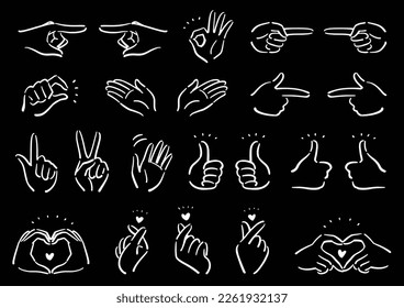 Handzeichen-Fingerspitzensymbol (weiße Linie auf schwarzem Rand)