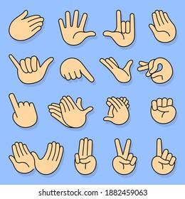 Hand Sign Gesture. Hands Collection Line Icon.