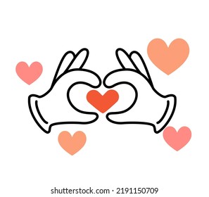 Signo de mano con marca de corazón