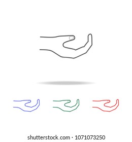 hand sign hold icon. Elements of hands multi colored icons. Premium quality graphic design icon. Simple icon for websites, web design mobile app, info graphics on white background
