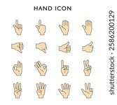 Hand sign icon finger set variation illustration vector gesture hand symbol