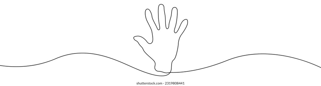 Zeiger-Symbol-Linie kontinuierliche Zeichenkette Vektor. Eine Zeile Fingers Symbol, Vektorhintergrund. Palmsymbol. Kontinuierlicher Umriss eines Fünf-Finger-Ikons.