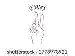 Hand sign icon, number 2, finger letters
Vector illustration