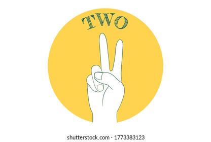 Hand sign icon, number 2, finger letters
Vector illustration