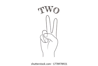 Hand sign icon, number 2, finger letters
Vector illustration