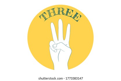 Hand sign icon, number 3, finger letters
Vector illustration