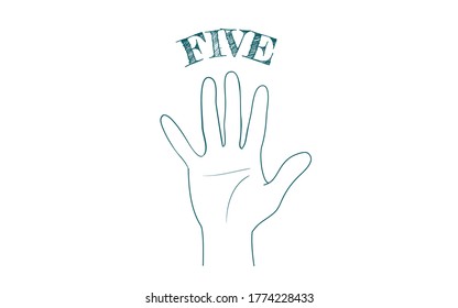 Hand sign icon, number 5, finger letters.Vector illustration