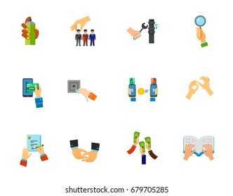 Hand sign icon set