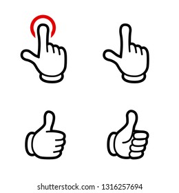 hand sign icon set -Cartoon tast-
