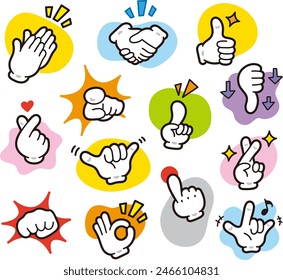 Hand sign icon set. gesture. Simple illustration.