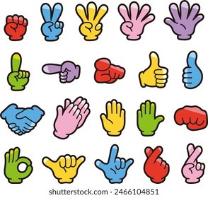 Hand sign icon set. gesture. Simple illustration.