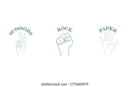 Handzeichen-Symbol, Satz von Rock-Papier-Schere
Vektorgrafik