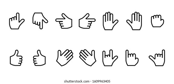 Hand Sign Icon Set Vector Outline.