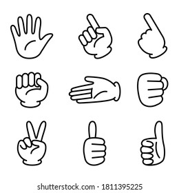 Hand sign icon set, vector illustration. (Monochrome)
