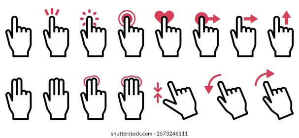 Hand sign icon set, vector icon