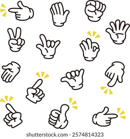 Hand sign icon set :  vector