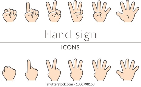 Hand sign icon that represents numbers with your fingers