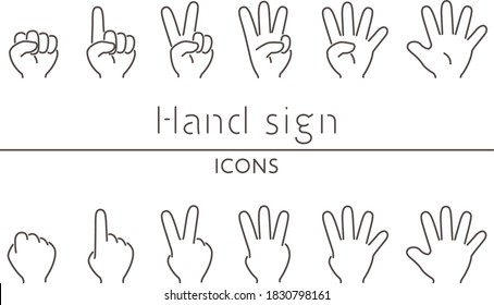 Hand sign icon that represents numbers with your fingers