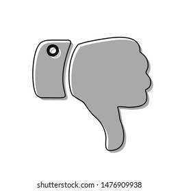 Hand sign illustration. Black line icon with gray shifted flat filled icon on white background. Illustration.