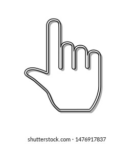 Hand sign illustration. Black line icon with gray shifted flat filled icon on white background. Illustration.