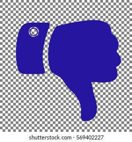 Hand sign illustration. Blue icon on transparent background.