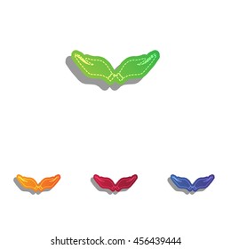 Hand sign illustration. Colorfull applique icons set.