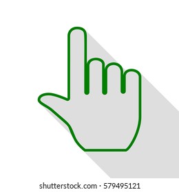 Hand sign illustration. Green icon with flat style shadow path.
