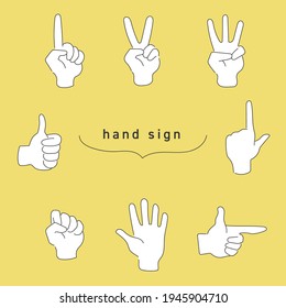 Hand sign illustration material set