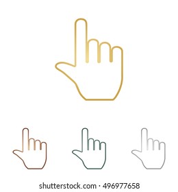 Hand sign illustration. Metal icons on white backgound.