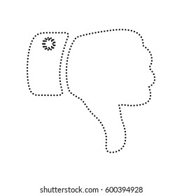 Hand sign illustration. Vector. Black dotted icon on white background. Isolated.