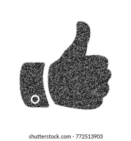 Hand sign illustration. Vector. Black icon from many ovelapping circles with random opacity on white background. Noisy. Isolated.