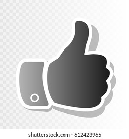 Hand sign illustration. Vector. Blackish icon on transparent background with transition.
