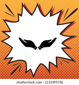Hand sign illustration. Vector. Comics style icon on pop-art background.