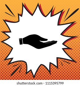 Hand sign illustration. Vector. Comics style icon on pop-art background.