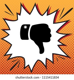 Hand sign illustration. Vector. Comics style icon on pop-art background.