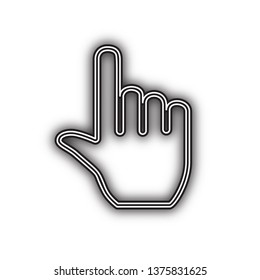 Hand sign illustration. Vector. Double contour black icon with soft shadow at white background. Isolated.