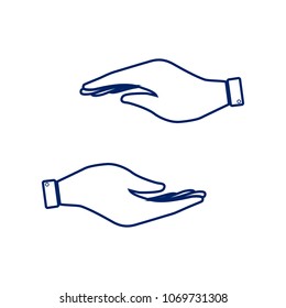 Hand sign illustration. Vector. Flat style black icon on white.