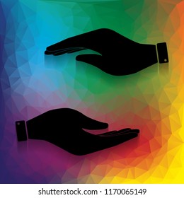 Hand sign illustration. Vector. Flat style black icon on white.