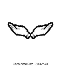 Hand sign illustration. Vector. Flat style black icon on white.