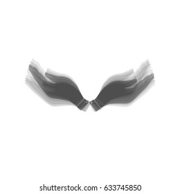 Hand sign illustration. Vector. Gray icon shaked at white background.