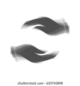 Hand sign illustration. Vector. Gray icon shaked at white background.