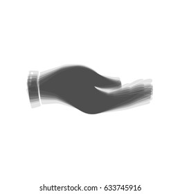 Hand sign illustration. Vector. Gray icon shaked at white background.