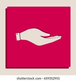 Hand sign illustration. Vector. Grayscale version of Popart-style icon.